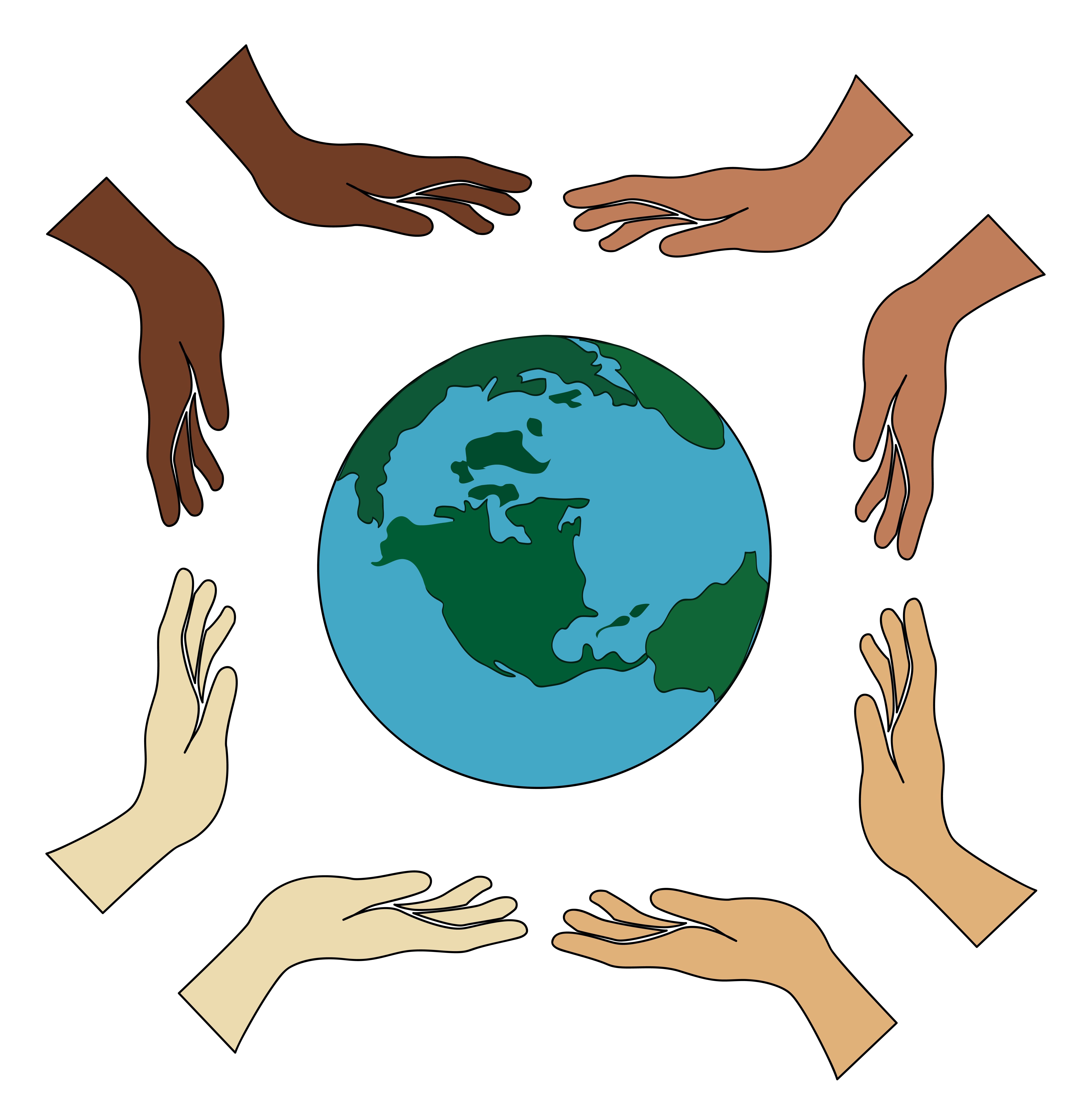 6964x7175 Children Holding Hands Free Vector Art