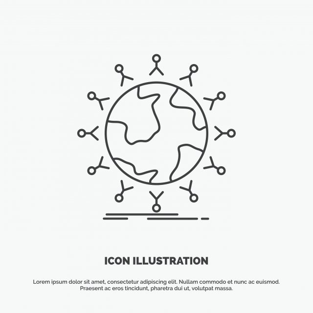 640x640 Global Student Network Globe Kids Icon Line Vector Gray Sym, App