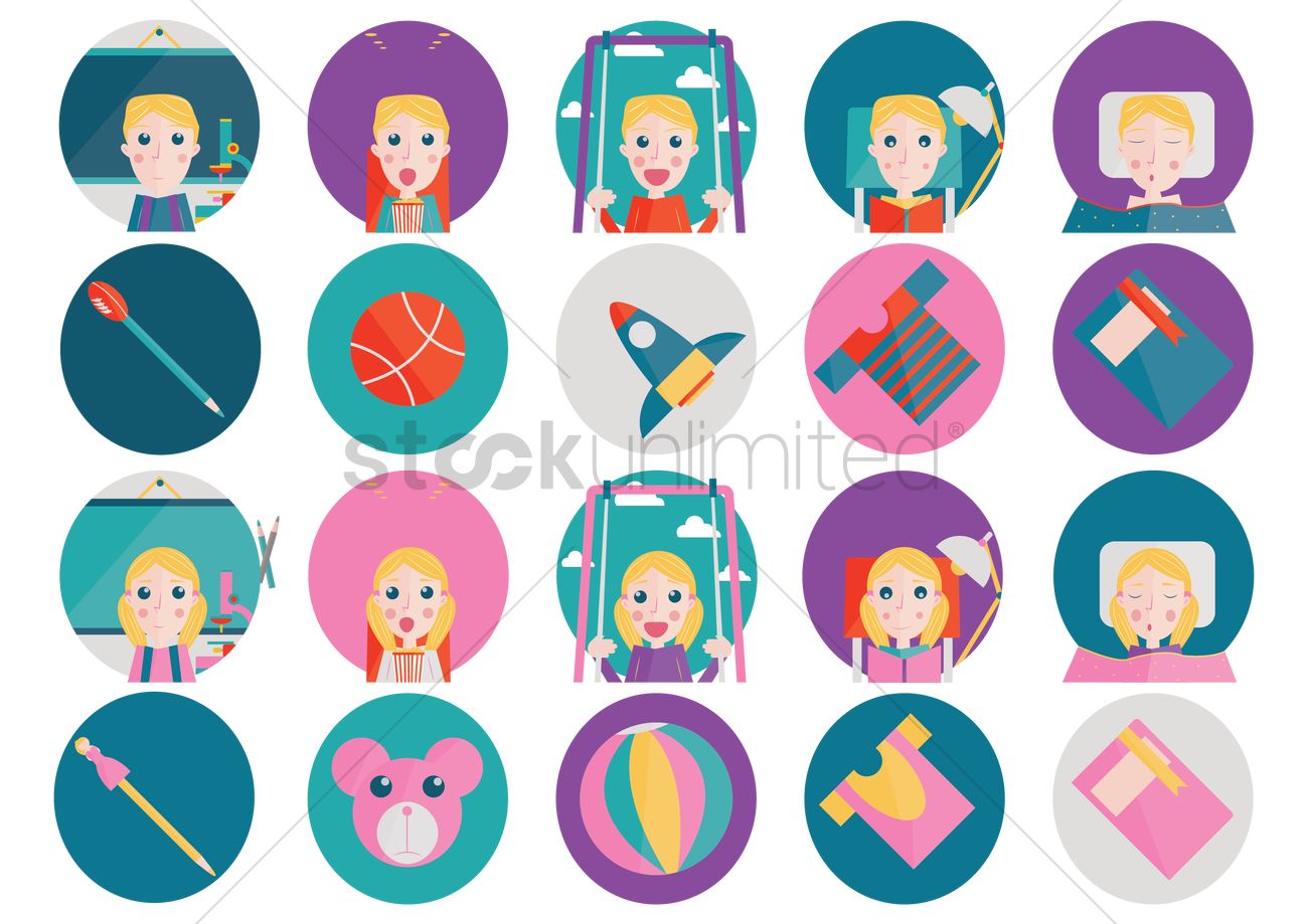 1300x919 Kids, Activities And Toys Icons Vector Image