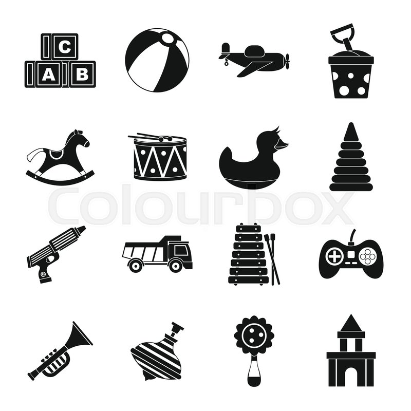800x800 Different Kids Toys Icons Set Simple Stock Vector Colourbox