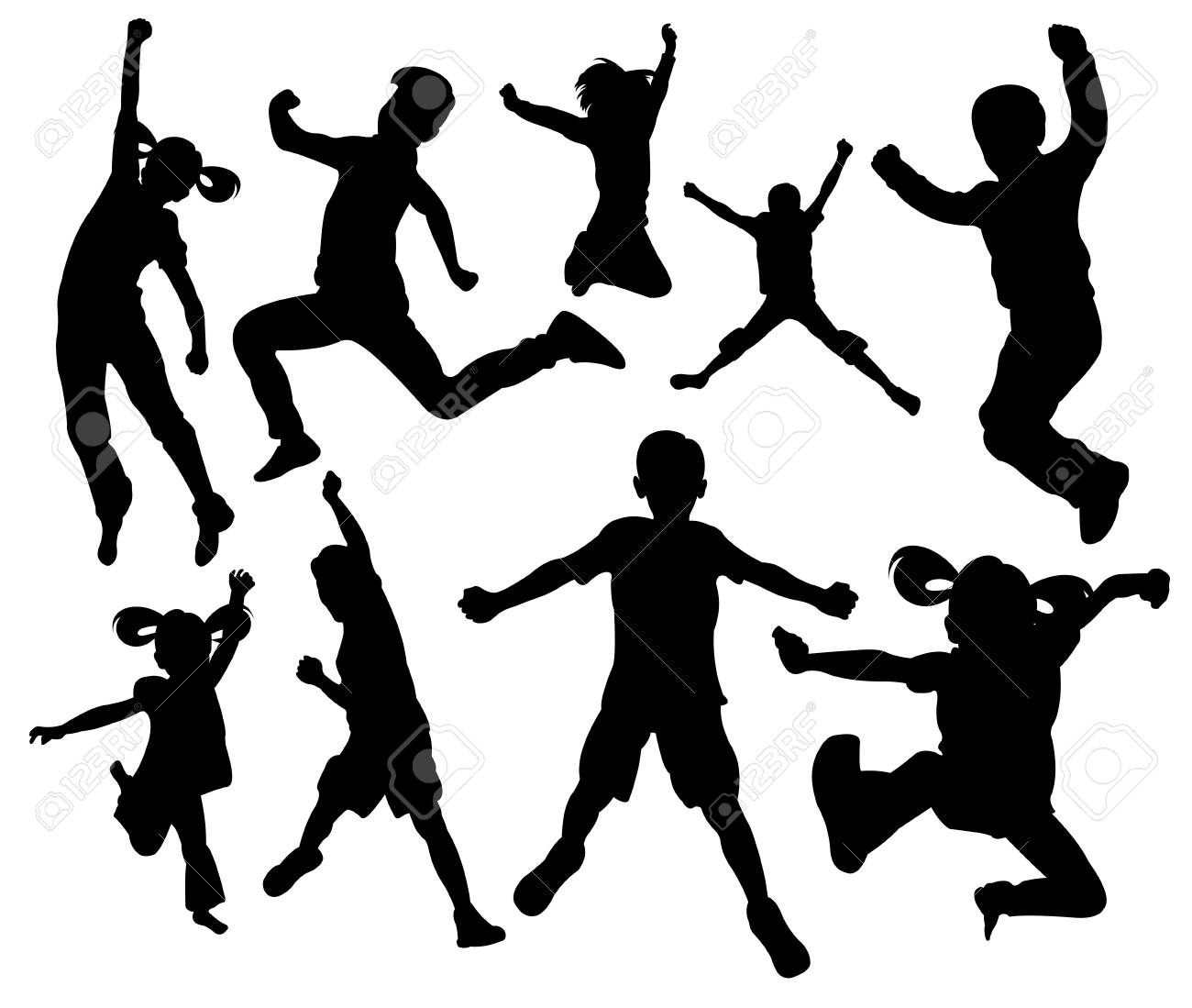 1300x1099 Huge Collection Of 'kids Silhouette Vector' Download More Than
