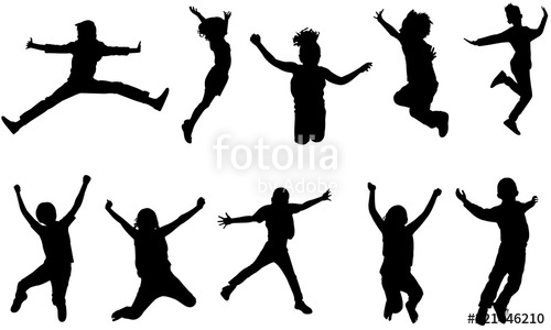 500x300 Kids Jumping Silhouette, Kids Jumping Clipart