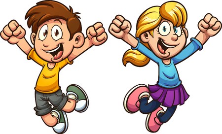 450x272 Cartoon Kids Jumping Vector Clip Art Illustration With Simple
