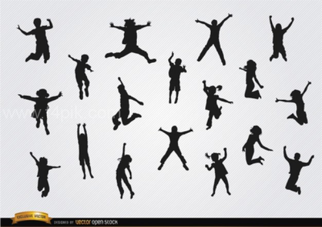 626x441 Vector Kids Silhouettes Jumping Vector Pack Free Download