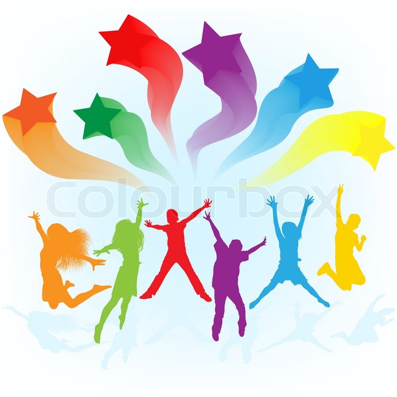800x800 Vector Background Of Kids Jumping Stock Vector Colourbox