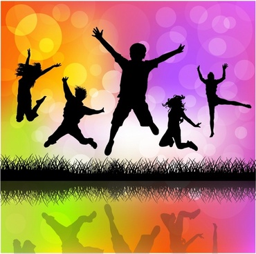 370x368 Children Jumping Silhouette Vector Free Vector Download