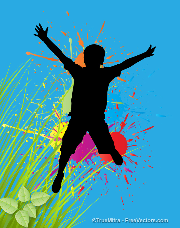 600x758 Download Free Kids Jumping Vector Illustration