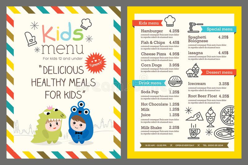 Illustration About Cute Colorful Kids Meal Menu Vector Template 800x533 Illustration About Cute Colorful Kids Meal Menu Vector Template