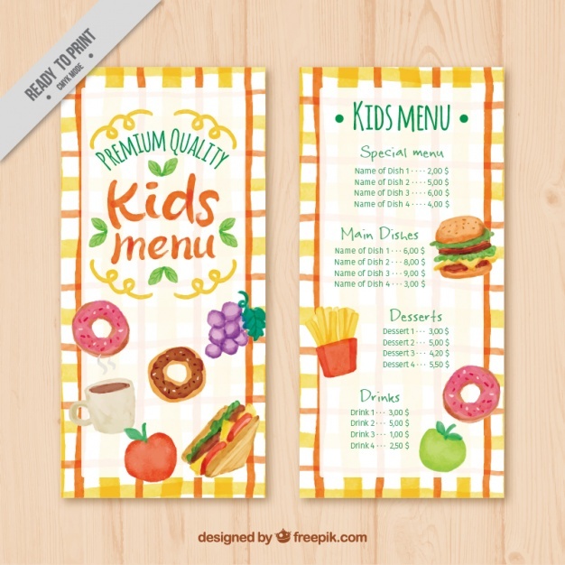 Kid's Menu In Watercolor Style Vector Free Download 626x626 Kid's Menu In Watercolor Style Vector Free Download