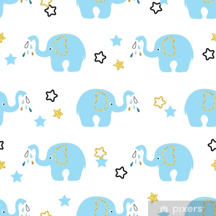 Cute Blue Elephants Seamless Pattern Vector Kids Background Wall 700x700 Cute Blue Elephants Seamless Pattern Vector Kids Background Wall