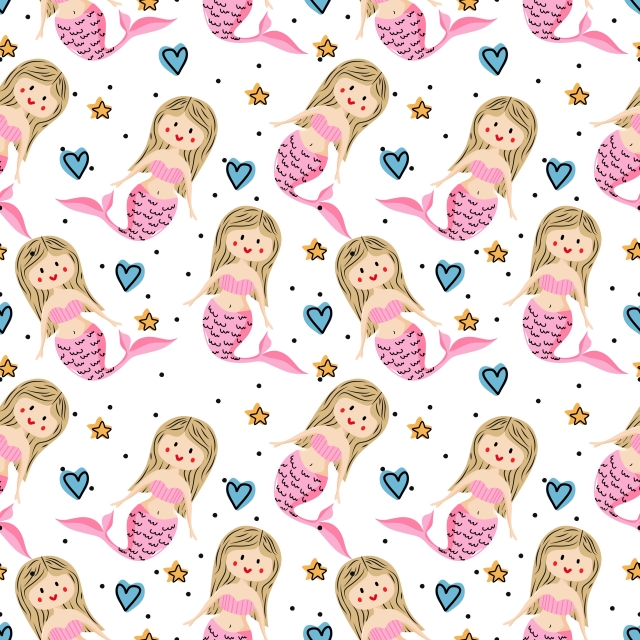 Mermaid Cute Drawing Seamless Pattern Vector Illustration Ready 640x640 Mermaid Cute Drawing Seamless Pattern Vector Illustration Ready