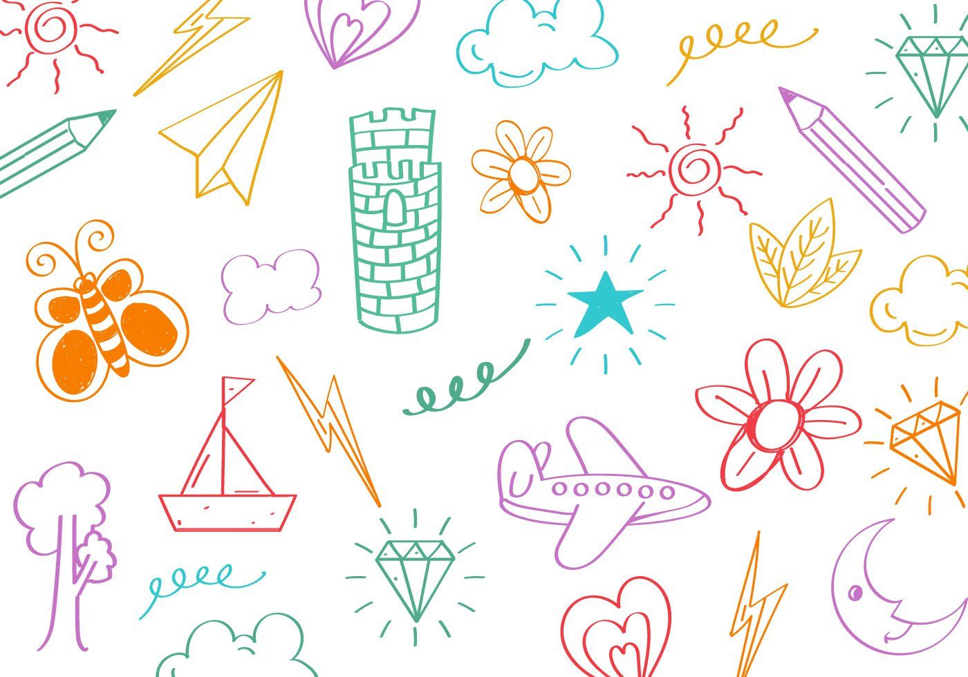 Set Of Kids Stuff Doodle Illustration Vector Dacha 1400x980 Set Of Kids Stuff Doodle Illustration Vector Dacha