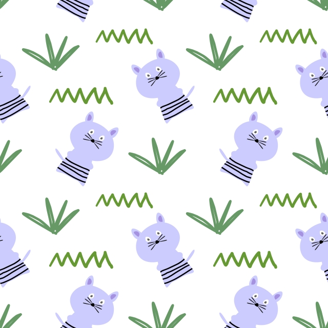 Cat Seamless Pattern Vector For Baby And Kids Textile Print 640x640 Cat Seamless Pattern Vector For Baby And Kids Textile Print