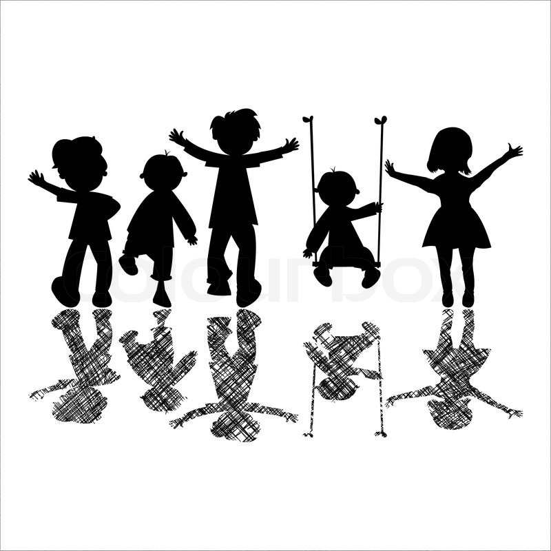 Happy Little Kids Black Silhouettes, Stock Vector Colourbox 800x800 Happy Little Kids Black Silhouettes, Stock Vector Colourbox