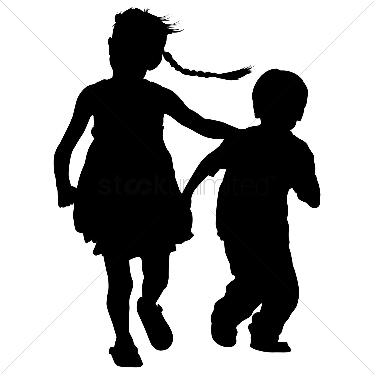 Silhouette Of Kids Playing Vector Image 1300x1300 Silhouette Of Kids Playing Vector Image