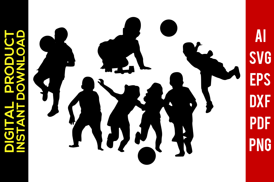 1080x719 Kids Playing Kids Playing Silhouette Vector