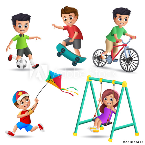 500x500 Kids Playing Vector Characters Set Young Boys And Girls Happy