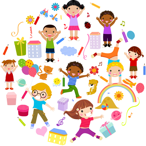 500x500 Playing Children Cartoon Vector Set Free Download