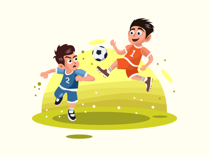 800x600 Two Kids Playing Soccer Vector Illustration