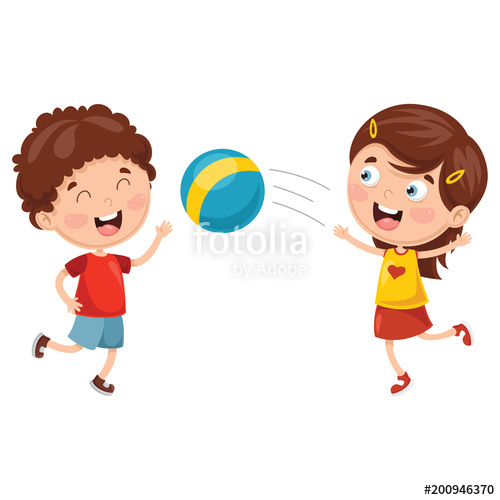 500x500 Vector Illustration Of Kids Playing With Ball Stock Image