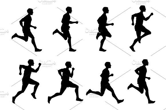 Jogging Man, Running Athlete, Runner Vector Silhouettes Set 580x386 Jogging Man, Running Athlete, Runner Vector Silhouettes Set