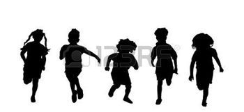 Kids Playing Silhouette Of Five Children Running A Race On White 350x161 Kids Playing Silhouette Of Five Children Running A Race On White