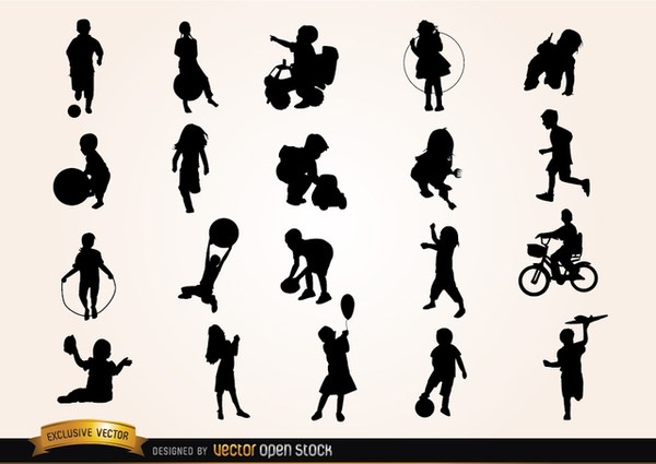 Kids Playing Silhouettes Free Vector 600x425 Kids Playing Silhouettes Free Vector