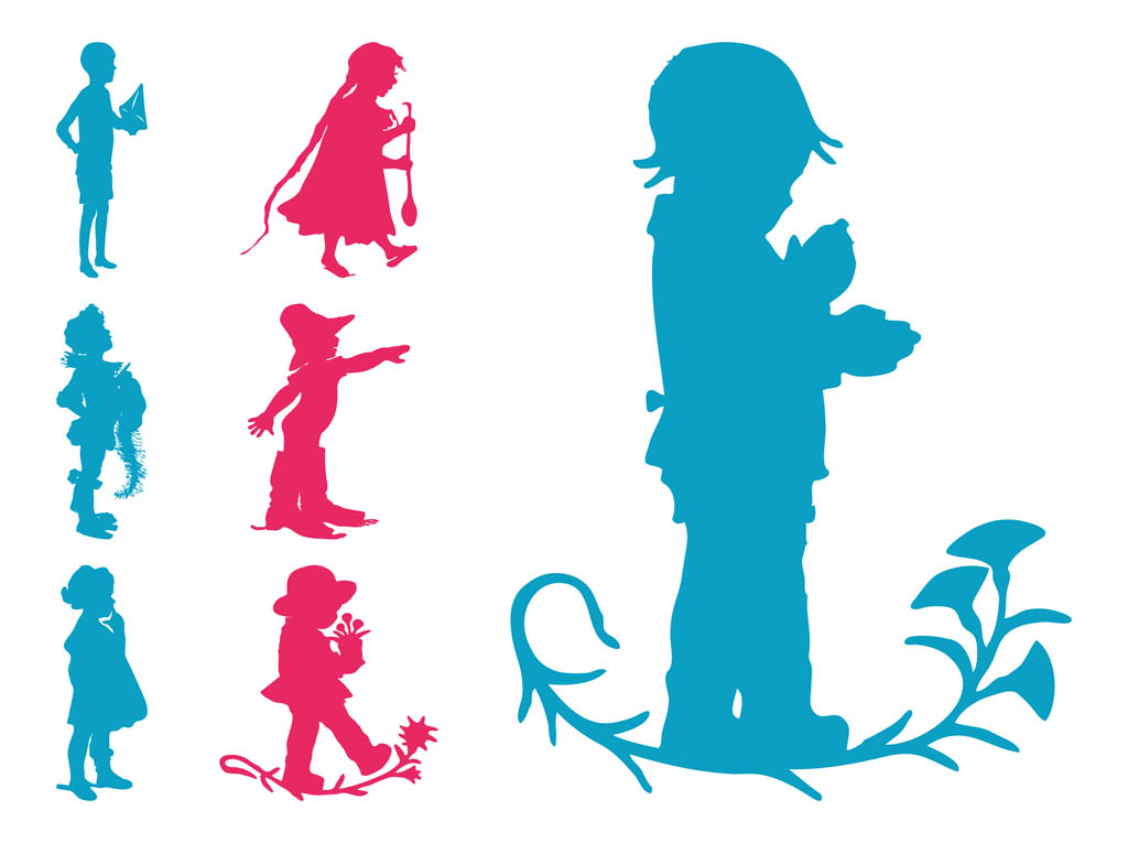 Kids Silhouettes Set Free Vectors Ui Download 1024x765 Kids Silhouettes Set Free Vectors Ui Download