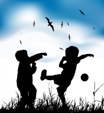 Kids Silhouette Free Vector Download 339x368 Kids Silhouette Free Vector Download