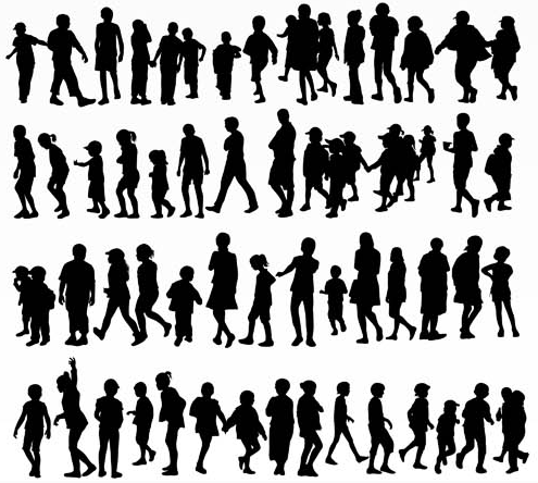 Silhouettes Kids Vector Free Download 495x444 Silhouettes Kids Vector Free Download