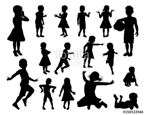 Children Kids Silhouette Set Stock Image And Royalty Free Vector 500x396 Children Kids Silhouette Set Stock Image And Royalty Free Vector