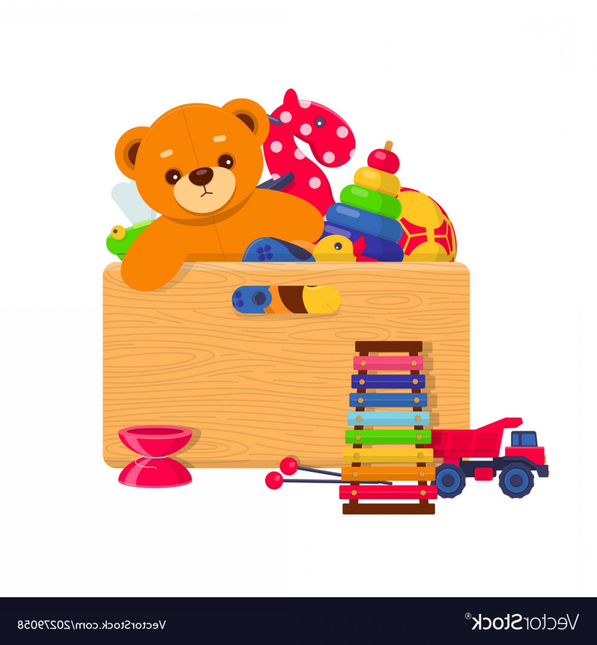 1200x1296 Wooden Box Full Of Kids Toys Vector Cqrecords