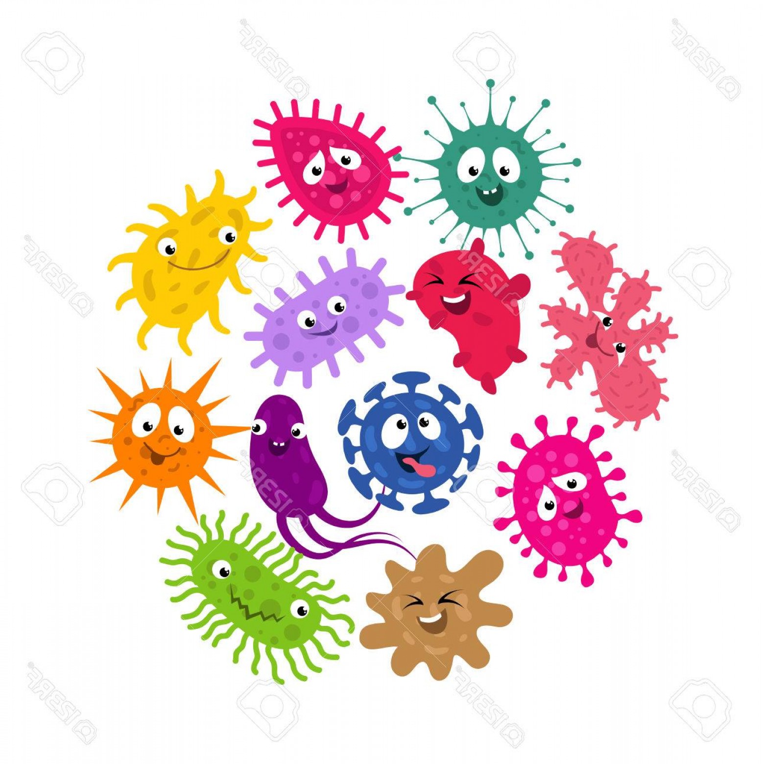 1558x1560 Photostock Vector Funny Germs And Virus Kids Vector Background