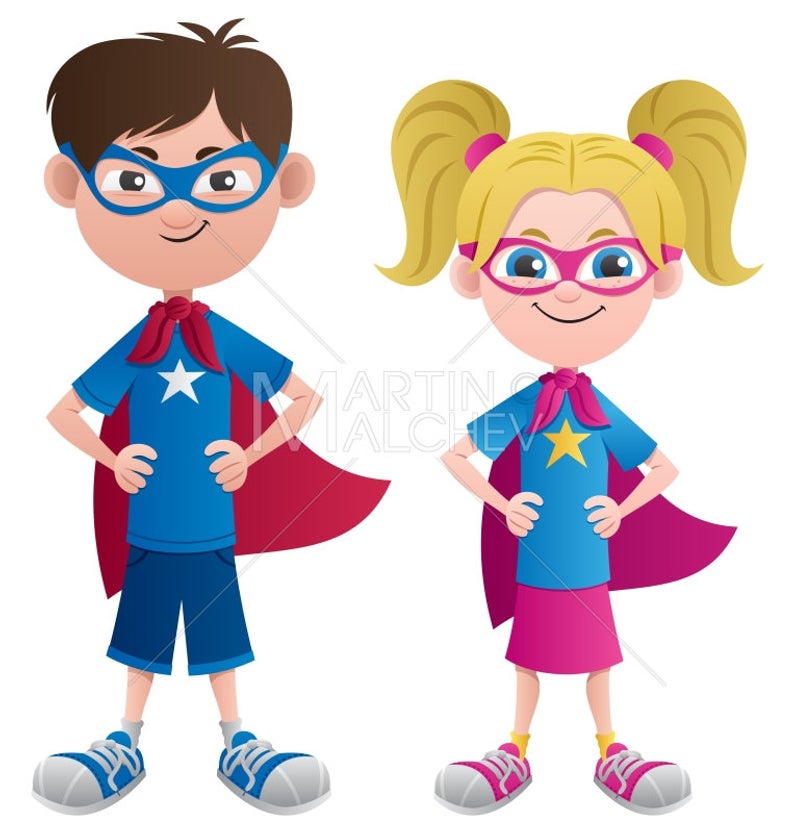 794x833 Super Kids Vector Cartoon Illustration Superhero Superman Etsy