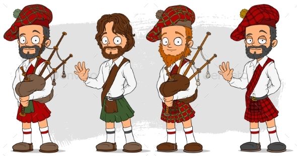 Cartoon Bearded Scottish Man In Kilt With Bagpipe Characters 590x311 Cartoon Bearded Scottish Man In Kilt With Bagpipe Characters