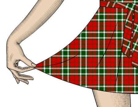Woman's Hand Pull The Edge Of The Tartan Dress Vintage Engraving 450x350 Woman's Hand Pull The Edge Of The Tartan Dress Vintage Engraving