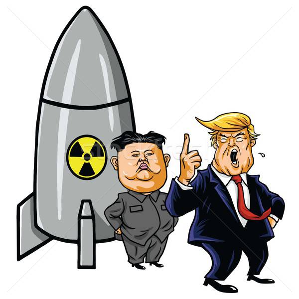 600x600 Kim Jong Un Vs Donald Trump Cartoon Vector Illustration April