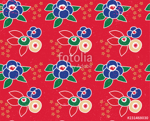 500x406 Japanese Flower Pattern Vector Red Floral Template Background