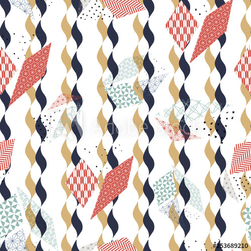 500x500 Japanese Pattern Vector Colorful Kimono Textile Background