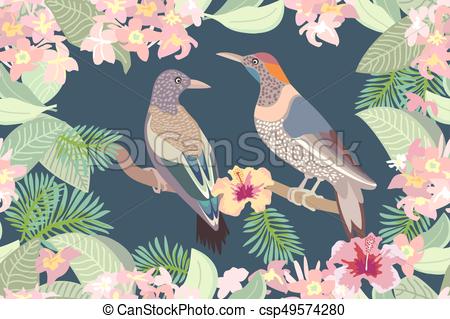 450x319 Oriental Kimono Pattern Seamless Vector Print With Birds