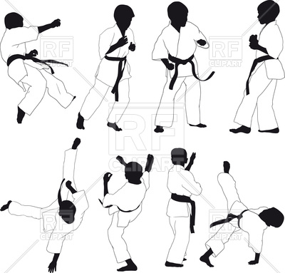 400x383 Silhouettes Of Karate Children In Kimono Vector Image Of People