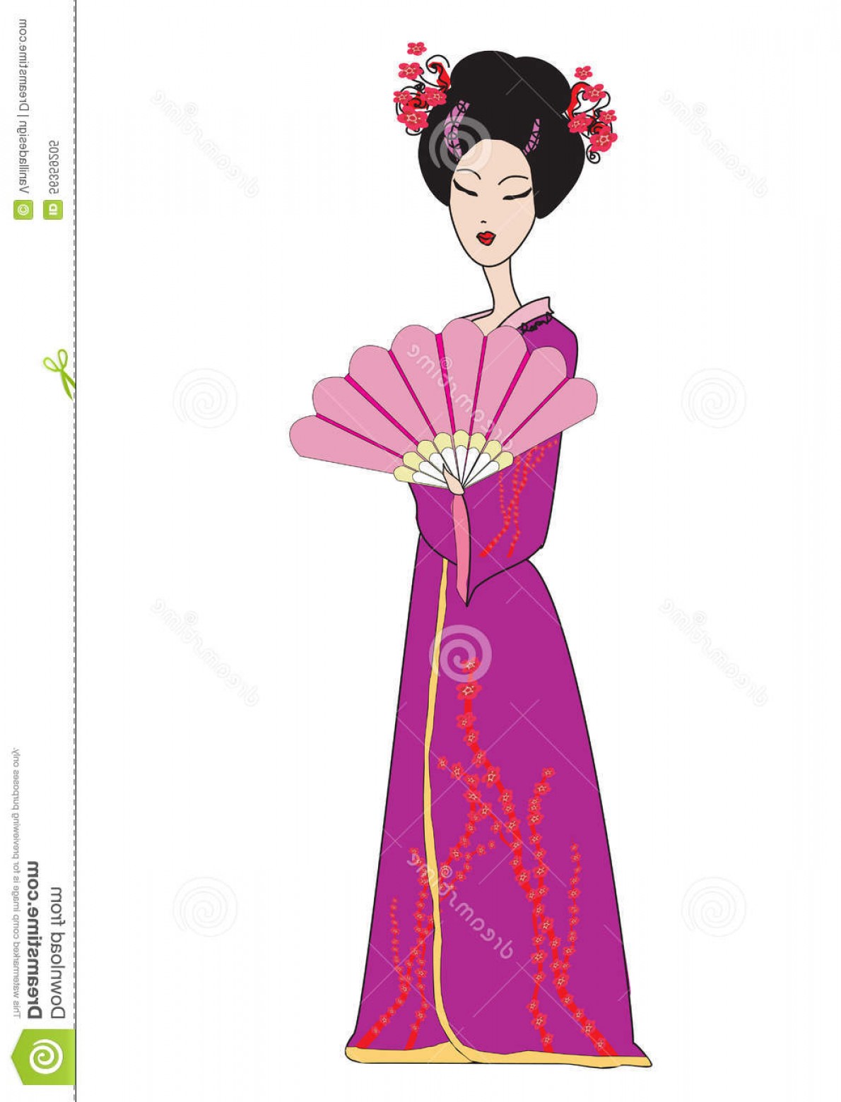1190x1560 Stock Illustration Beautiful Japanese Geisha Girl Kimono Vector