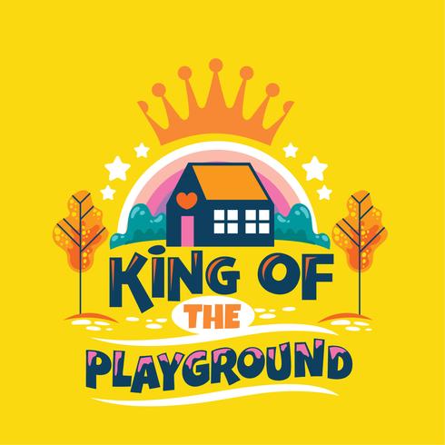490x490 King Of Playground Phrase, Kindergarten With Rainbow And Crown