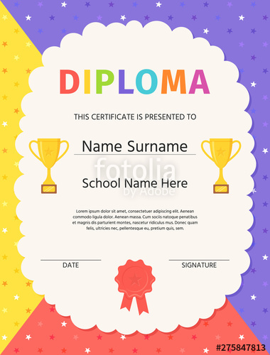 380x500 Preschool Graduation Diploma Kindergarten Background Vector Kid