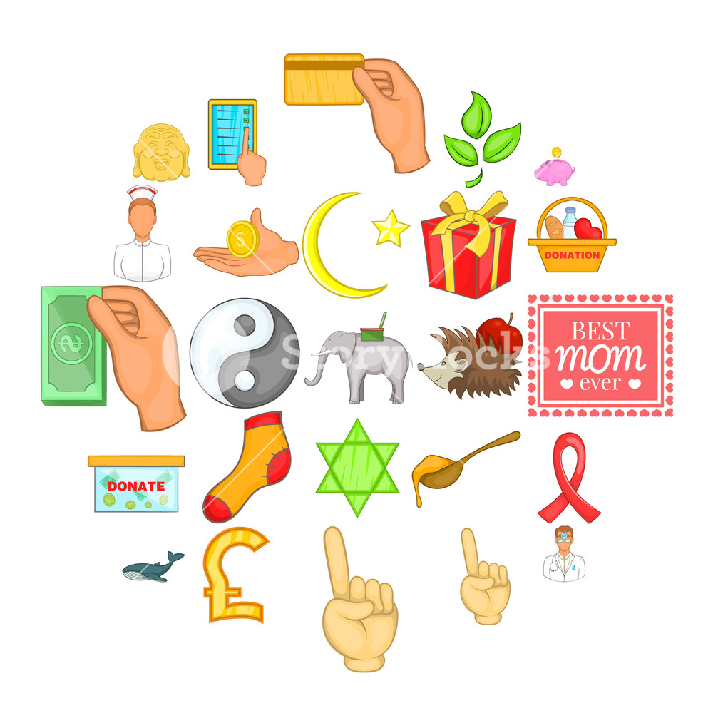 1000x1000 Kindness Icons Set Cartoon Set Of Kindness Vector Icons