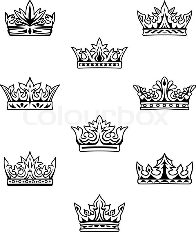 Set Of King And Queen Crowns Stock Vector Colourbox 676x800 Set Of King And Queen Crowns Stock Vector Colourbox