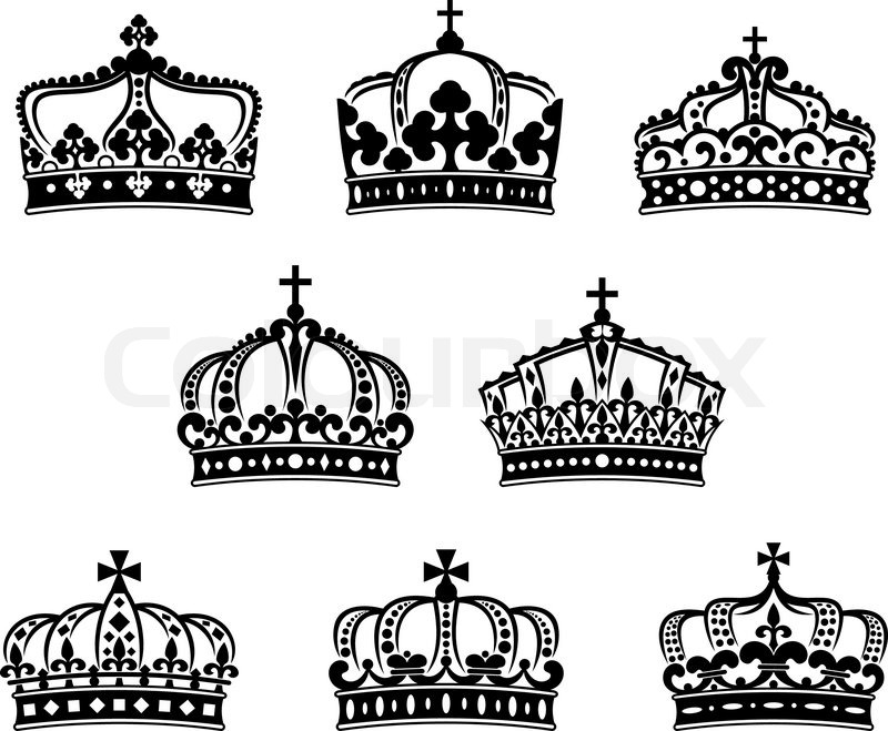 800x659 King And Queen Crowns Set For Heraldry Stock Vector Colourbox