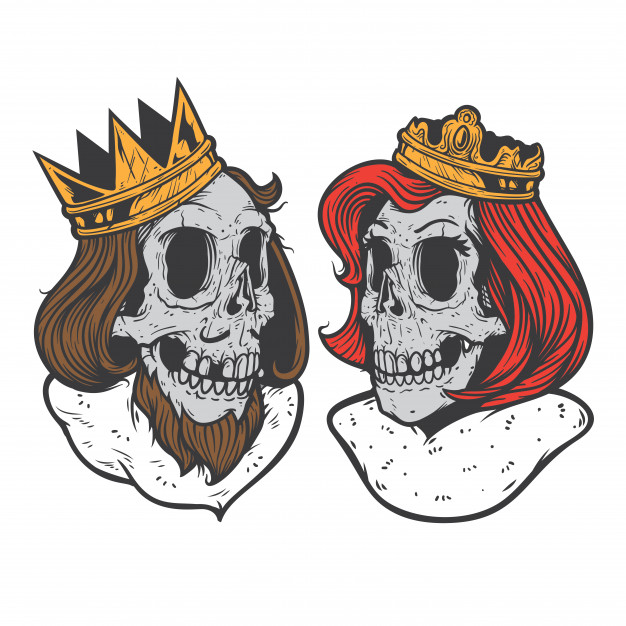 626x626 Skull King And Queen Vector Premium Download