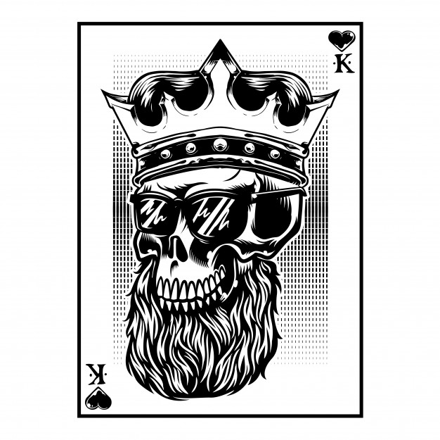 King Card Deck Skull Head With Beard And Wear Crown Vector 626x625 King Card Deck Skull Head With Beard And Wear Crown Vector