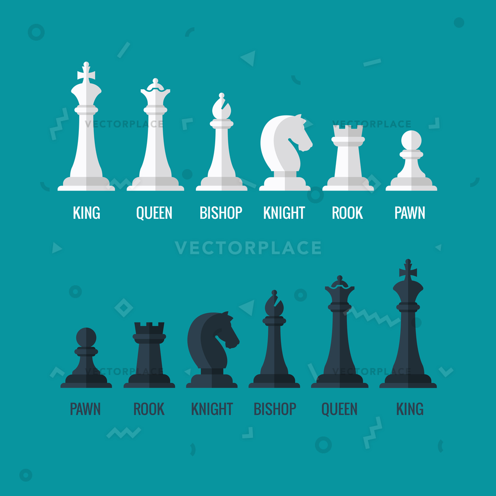Chess Pieces King Queen Bishop Knight Vector Illustration 1000x1000 Chess Pieces King Queen Bishop Knight Vector Illustration